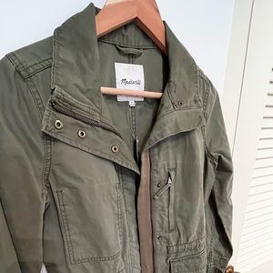 Madewell green bomber moto fall jacket